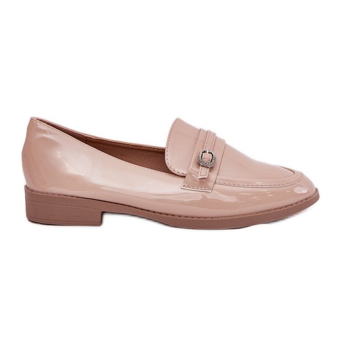 Mocassins pour femmes peintes avec une boucle décorative beige Mocassins pour femmes peintes avec une boucle décorative beige