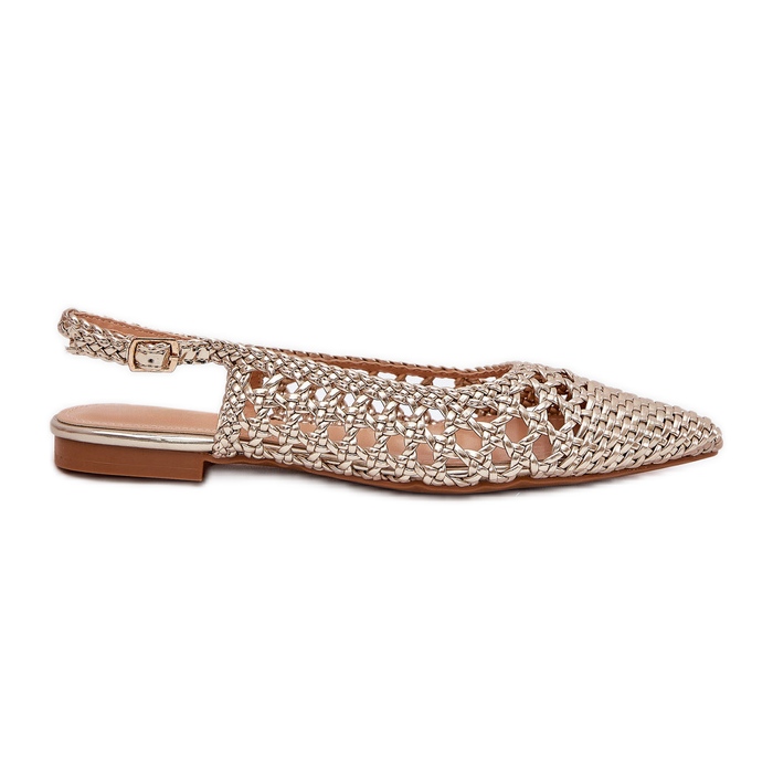 Sandales avec tresse et orteils pointues or d'or