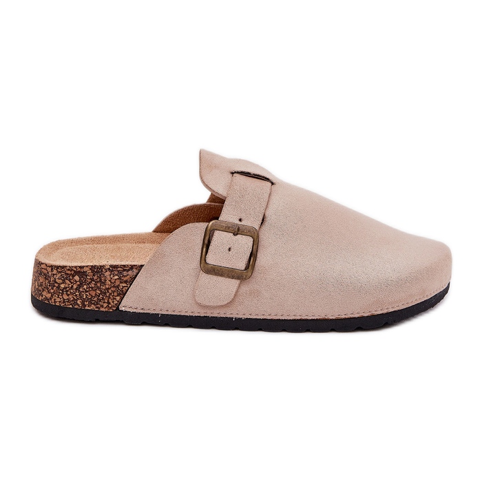 Slippers pour femmes et sur la plate-forme avec une boucle beige Slippers pour femmes et sur la plate-forme avec une boucle beige