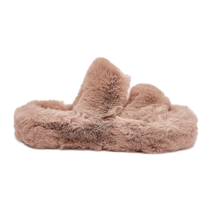 Pantres de fourrure pour femmes sur la plate-forme kaki beige