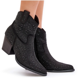 Bottes pour femmes décorées avec des talons hauts avec des outils dans le Spitz S.Barski Hy42-121 noir