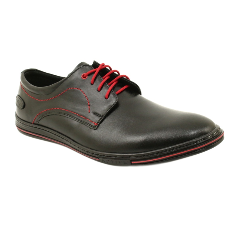 Olivier Chaussures pour hommes en cuir 295LU noir avec rouge le noir