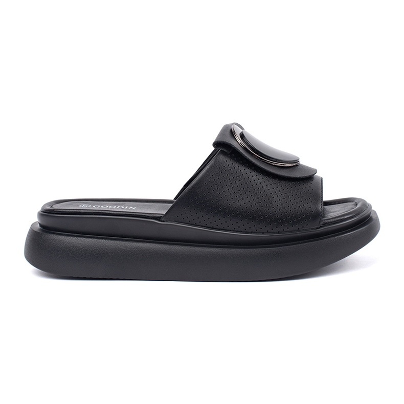 Goodin Les tongs confortables noirs sur la plate-forme le noir