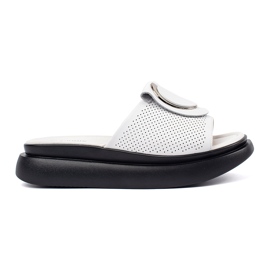 Goodin Les tongs confortables blancs et blancs sur la plate-forme blanche