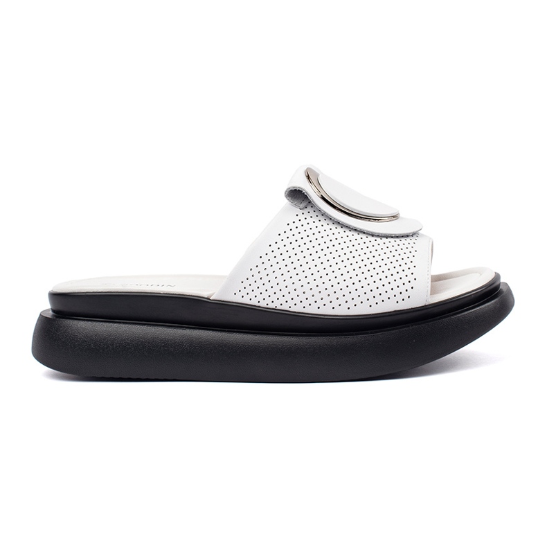 Goodin Les tongs confortables blancs et blancs sur la plate-forme blanche