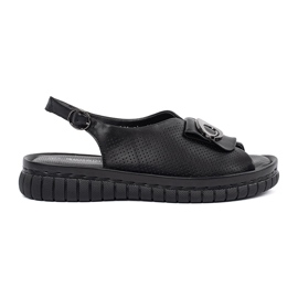 Goodin Sandales noires élégantes en cuir le noir