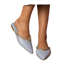 Blue Elegant Flip -flops décoré d'une chaîne bleu