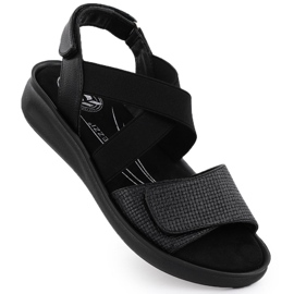 Sandales confortables pour femmes pour le velcro noir Jezzi 24142 le noir