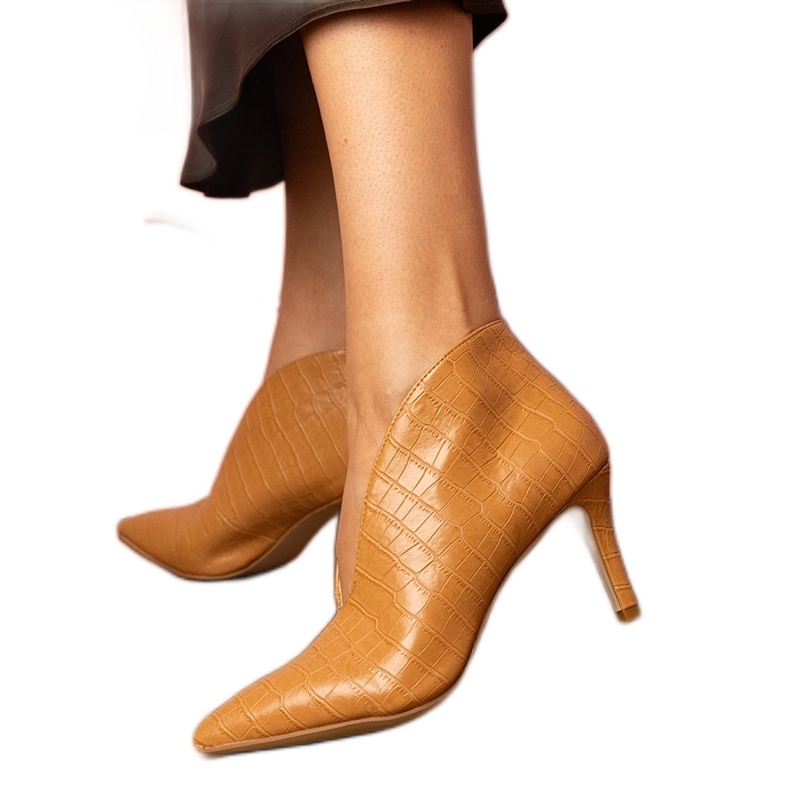 Bottines élégantes marron à talon haut brun Bottines élégantes marron à talon haut brun