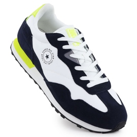 Chaussures de sport en cuir masculin Sneakers blancs et bleu marine Big Star RR174408