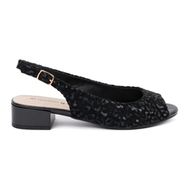 Goodin Sandales noires basses avec imprimé léopard