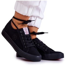 Cross Jeans Les baskets de matériel pour femmes croix jeans jj2r4049c noir le noir