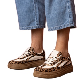Baskets Leopard Sneakers sur une semelle épaisse brun