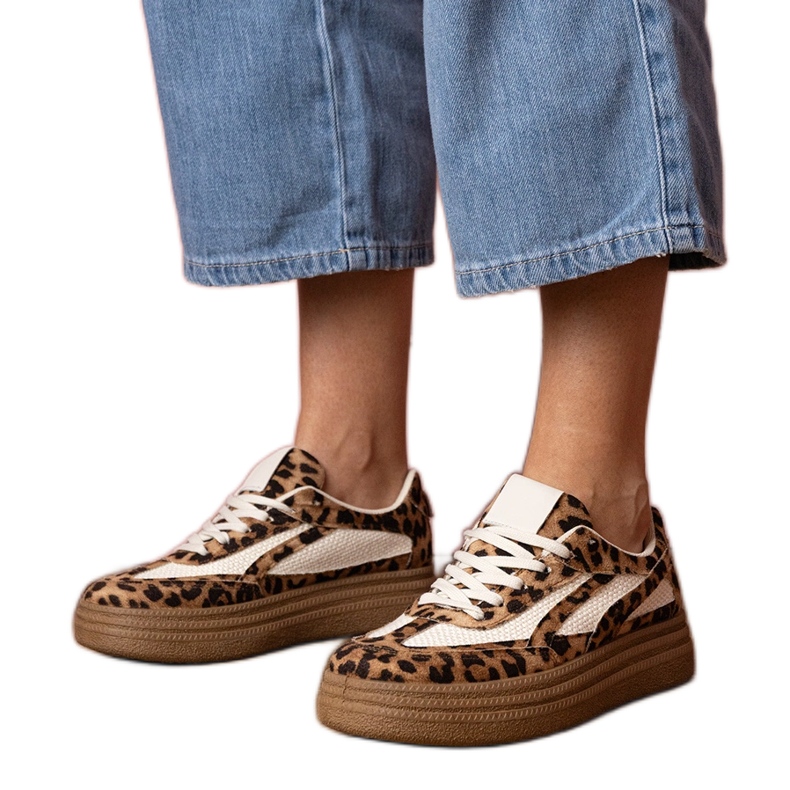 Baskets Leopard Sneakers sur une semelle épaisse brun