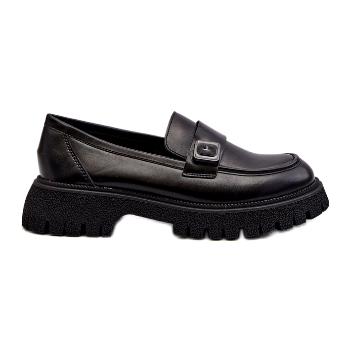 Vinceza Mocassins pour femmes avec une bande d'insert en cuir noir le noir