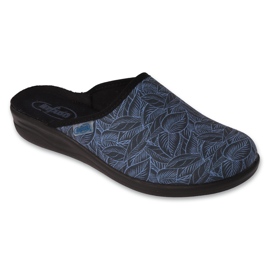 Befado chaussons femme avec motif végétal, PU 551D003, bleu/noir