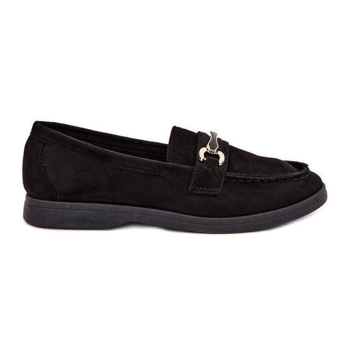 Mocassins pour femmes avec des détails dorés noirs le noir Mocassins pour femmes avec des détails dorés noirs le noir