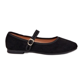 Ballerines avec ceinture et boucle éco en daim noir le noir