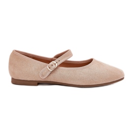 Ballerines avec ceinture et boucle écologique en daim beige