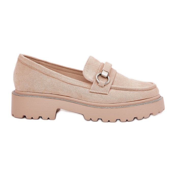 Mocassins pour femmes décorés de zircons beige