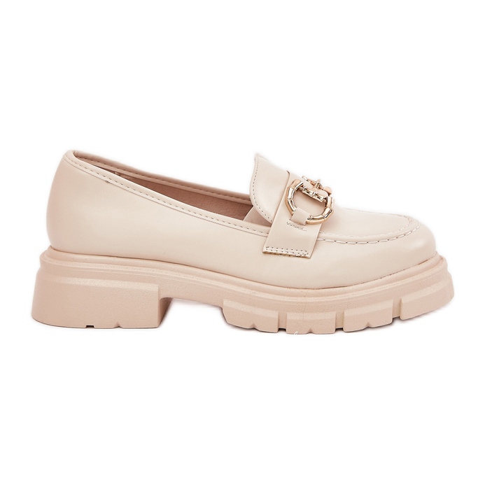Mandards en cuir Eco pour femmes avec des détails dorés beige