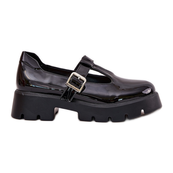 Chaussures pour femmes peintes avec une pince sur la plate-forme et des talons plats noirs le noir