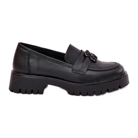 Mocassins en cuir féminin avec épingles Bear Vinceza 18109 Black noir