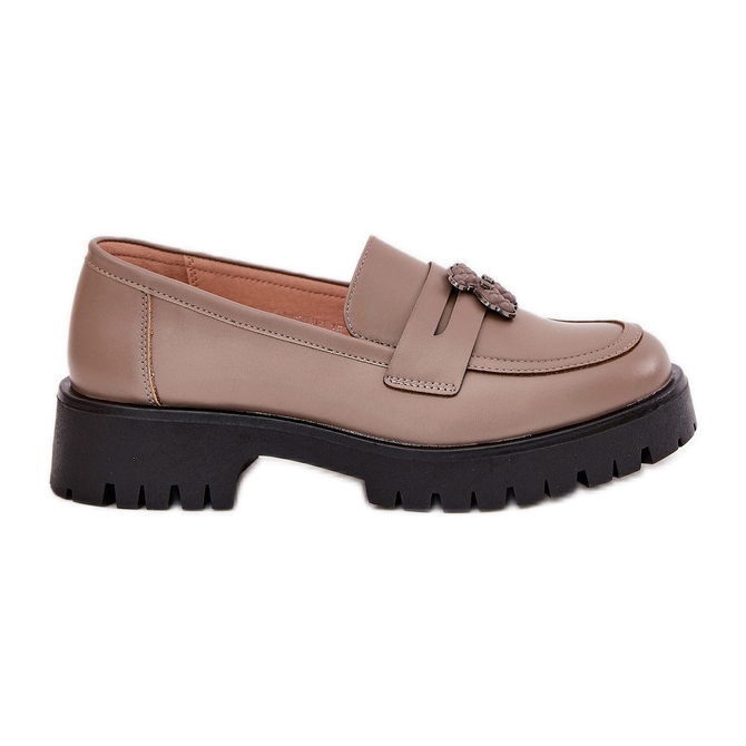Mandards en cuir féminin avec épingles Bear Vinceza 18109 Beige