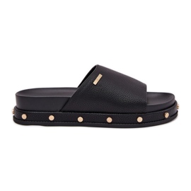 Les tongs pour femmes sur la plate-forme avec Big Star RR274214 Black Studs noir