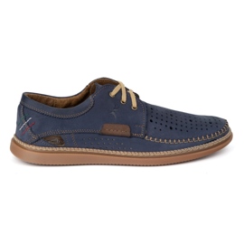 Olivier Chaussures d'été à lacets en cuir masculin 206L avec perforation bleue