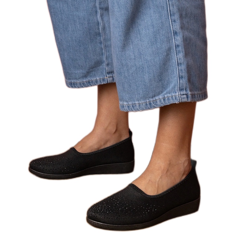 Baskets pour femmes noires avec zircons le noir