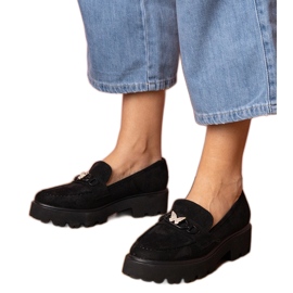 Mandards pour femmes noires avec un papillon de zircon le noir