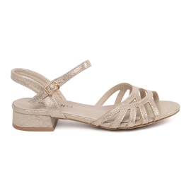 Goodin Sandales en or avec un insert en cuir d'or