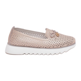 S.Barski Chaussures pour femmes en cuir en cuir en cuir naturel LR51-631 PLN doré