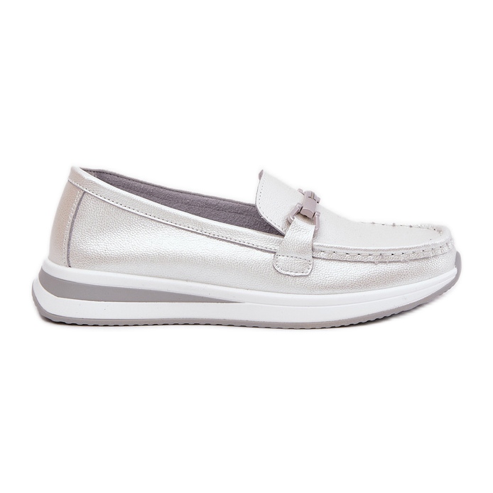 Mocassins en cuir féminin s.barski gr51-598 Pearl argent Mocassins en cuir féminin s.barski gr51-598 Pearl argent