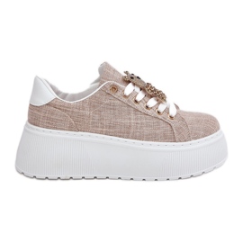 Baskets sur la plate-forme avec une épingle Bear S.Barski BF51-014 beige