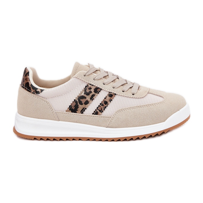 Evento Baskets féminines avec un léopard de l'éco beige