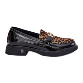 Cuir Verni Mocasins Leopard Vinceza 66790 noir