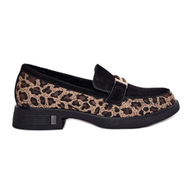 Daim mocassins women's Vinceza 66791 Black Leopard Print noir