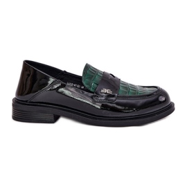 Peint Vinceza Mocasins en cuir féminin 91125 Green-Black noir