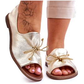 Ballerinas en cuir féminin Zazoo 2660/064 PLN doré