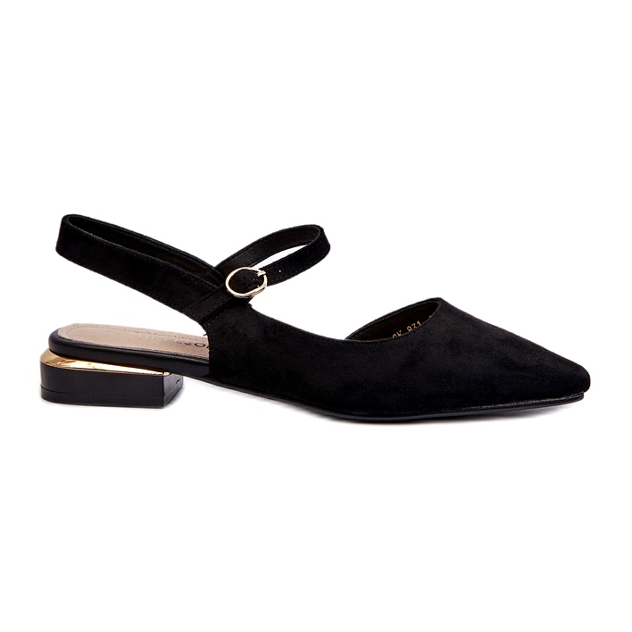Ballerines pour femmes à talons bas à talons ouverts Sergio Leone SK831 Noir le noir
