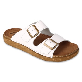 Dr.ORTO Befado chaussons pour hommes, fond en cuir, 179M003, blanc blanche