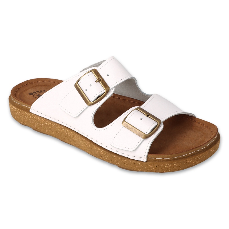 Dr.ORTO Befado chaussons pour hommes, fond en cuir, 179M003, blanc blanche