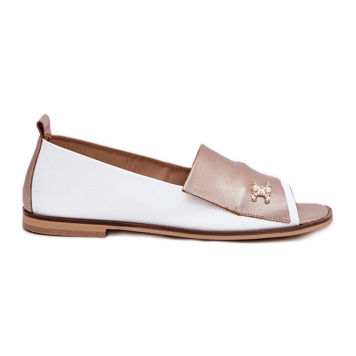 Ballerines élégantes en cuir avec doigts nus zazoo 1865 blanc et or blanche