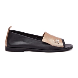 Ballerines élégantes en cuir avec doigts nus Zazoo 1865 Gold-Black noir