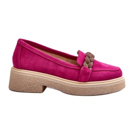 Zazoo 3429 / W Mandards en cuir en daim pour femmes avec un ornement de Fuchsia rose