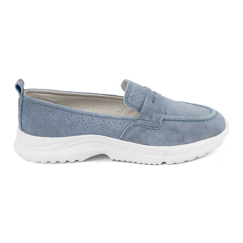 Goodin Mocassins bleus en cuir sur la plate-forme
