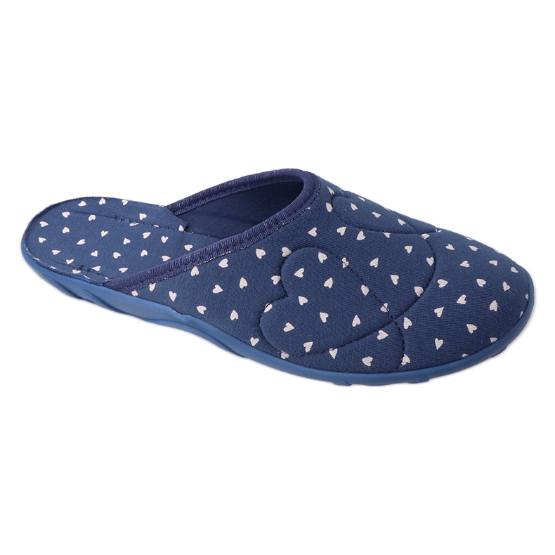 Chaussons femme Befado 235D195 bleu avec coeurs