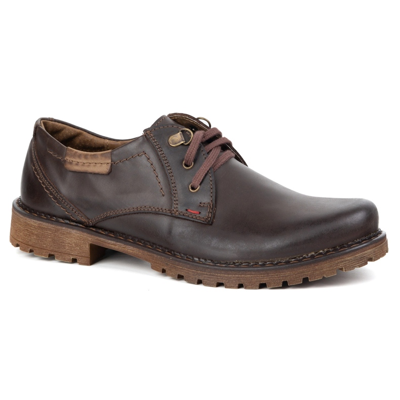 Chaussures en cuir masculin olivier 312gt brun foncé